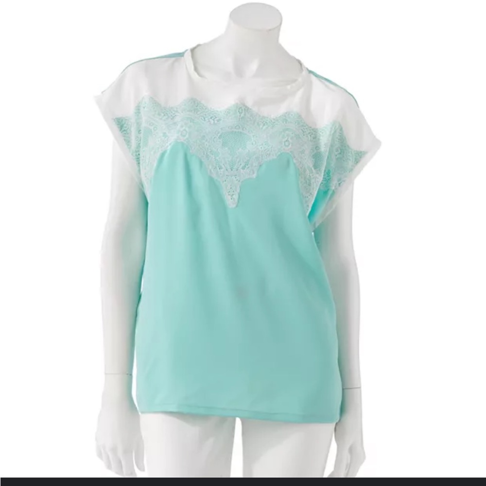 LC Lauren Conrad Lace Mixed Media Blouse